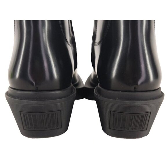 VTMNTS Logo Embossed Cowboy Ankle Boots 41 8 Mens Shiny Black Leather Vetements - Picture 8 of 16